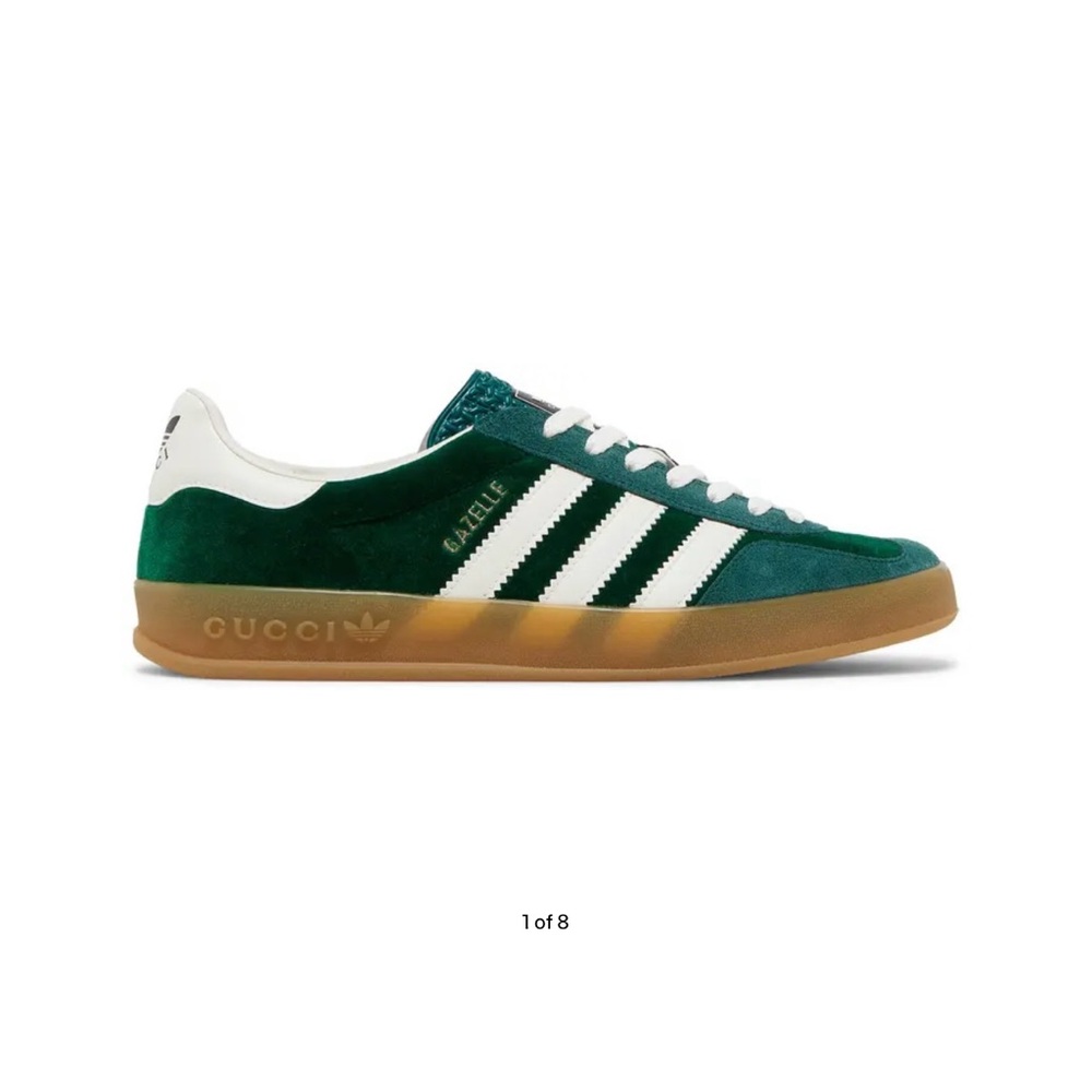 Gucci Green and White Sneakers with Suede Upper